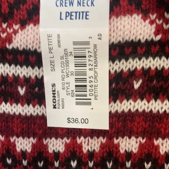 Relist 2/21 ❌ Croft & barrow classic crewneck fair isle sweater LP - Picture 9 of 16